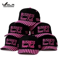 Gorra de Béisbol OLA-Custom de 5 Paneles con Bordado 3D, Visera Rosa y Negra a Rayas, Ajustable, de Algodón, Estilo Retro, para Uso Diario Informal