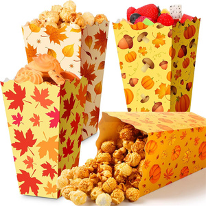 Hộp đựng bỏng ngô hình lá bí ngô, hộp đựng đồ ăn mùa thu, túi đựng đồ ăn nhẹ, hộp giấy nhỏ đựng kẹo cho tiệc xem phim - Product Image 1