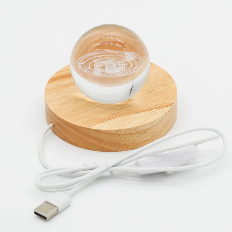 Base de veilleuse en bois massif avec Logo personnalisé, Base de lampe ronde avec interrupteur à câble Usb, Base de lampe Led en bois