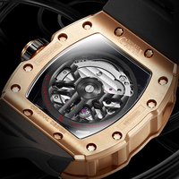 Montre mécanique automatique de luxe pour homme Bonest Gatti, forme tonneau, verre saphir anti-reflet, bracelet en silicone, affichage de la date BG9904