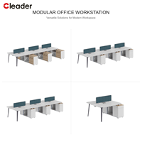 Banc de bureau moderne pour 2 personnes, plateau blanc à bords arrondis, pieds inclinés gris foncé, écran acoustique en tissu, vente en gros