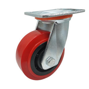 Heavy Duty 4 Zoll 5 Zoll 6 Zoll 8 Zoll <span class=keywords><strong>Red</strong></span> Polyurethan Swivel Caster Wheels mit 6 Zoll Big <span class=keywords><strong>Red</strong></span> PU Brake Caster - Product Image 2