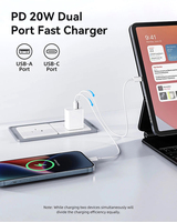PENJUALAN TERLARIS 2 Paket Set Charger Tipe C Pengiriman Cepat Charger Dinding USB 20W dengan Kabel USB C 60W untuk Pengisian Daya Perangkat Seluler
