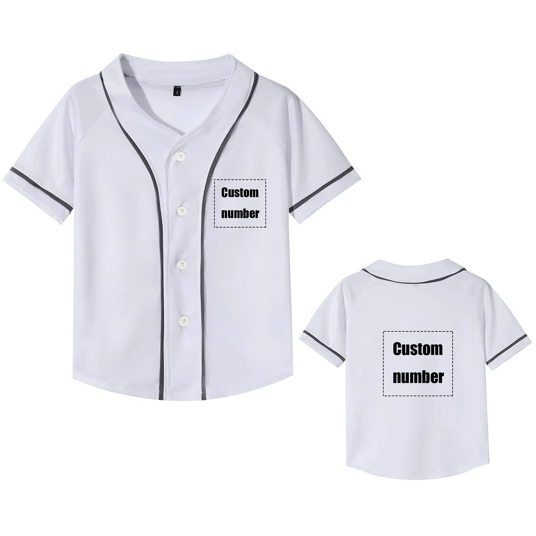 Camiseta infantil de manga curta com botões, camiseta com manga curta preta e branca para meninos e meninas, moda hip hop, alta qualidade personalizada