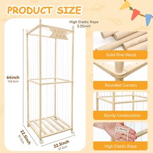 JQ Space Save organizzatore di giocattoli di <span class=keywords><strong>grande</strong></span> capacità di peluche porta animali in legno Zoo porta giocattoli per asilo nido camera da letto per bambini - Product Image 2