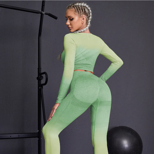 Nuevos Productos Otoño-Invierno 2023, Traje Deportivo de Manga Larga, Color Degradado, Ropa de Yoga para Mujer, para Correr y Hacer Ejercicio - Product Image 3
