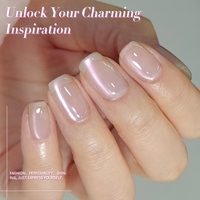 BORN PRETTY 10ml Vernis Gel Effet Œil de Chat Rose avec Perles de Verre, Résine Naturelle Personnalisée Sans TPO, Gel Ongles Effet Cristal Jelly Cateye avec Logo