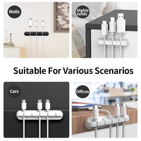 Organisateur de câbles en silicone auto-adhésif, clips de gestion de câbles de bureau, support de câbles pour câble de charge USB, souris, cordon d'alimentation.