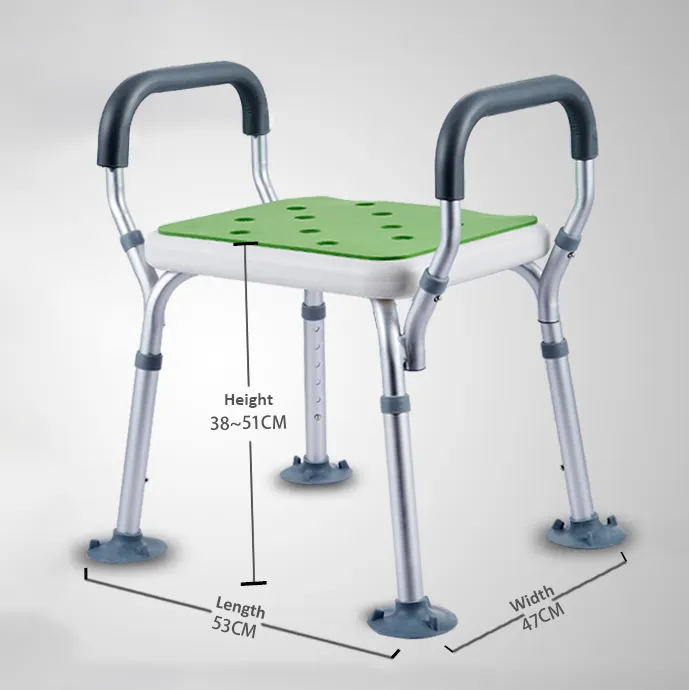 Adjustable Aluminum Anti-Slip Shower Chair Bath Stool For Elderly Hospital Without Backrest