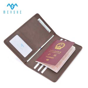 Porte-cartes personnalisé marron Crazy Horse en cuir PU avec blocage RFID Portefeuille <span class=keywords><strong>Prix</strong></span> d'usine-pour passeport, carte d'identité, contrôle des billets d'avion - Product Image 5