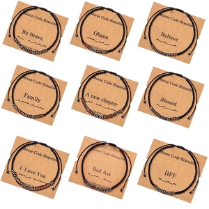 Pulseras <span class=keywords><strong>de</strong></span> código Morse <span class=keywords><strong>para</strong></span> adolescentes, regalos inspiradores, <span class=keywords><strong>amistad</strong></span>, delicada, ajustable, envoltura <span class=keywords><strong>de</strong></span> cuentas - Product Image 1