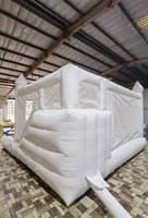 Château gonflable blanc de grande taille pour mariage, fête, aire de jeux gonflable, château sauteur avec double toboggan et souffleur