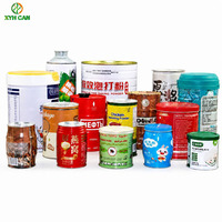 Boîte de rangement en métal étamé personnalisée pour l'emballage de poudres alimentaires, conteneur métallique rond, étui professionnel, vente en gros