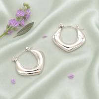 Boucles d'oreilles créoles en acier inoxydable poli miroir, couleur argent, bijoux tendance et simples, inaltérables pour le quotidien