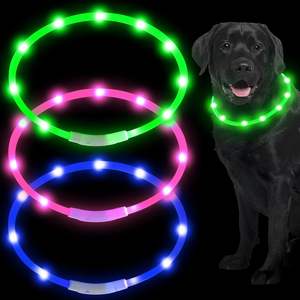 Personalizado USB recargable LED perro mascota intermitente Collar luz recargable USB recargable LED luz silicona perro Collar - Product Image 1