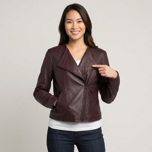 New 2026 <b>Women</b> leather <b>jacket</b> fashionable cropped length with smooth zip and sharp collar <b>Women's</b> <b>Jackets</b> - Product Image 5