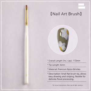 Ensemble de pinceaux à ongles en métal blanc nacré avec manche, poils en nylon haute densité, pointe liner pour manucure de luxe, coffret cadeau, salon de beauté, peinture - Product Image 5