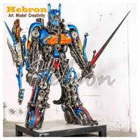 Sculpture de personnage robotique grandeur nature Optimus BlebeeBum en métal pour jardin extérieur, grande sculpture de super-héros, robot steampunk vintage