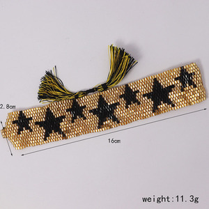 BG1055 Tessuto Boho Miyuki Seme <span class=keywords><strong>Telaio</strong></span> In Rilievo Stella Pentagram Modello Del Polsino Del Braccialetto - Product Image 5