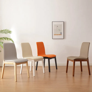 Nordic Solid Wood <strong>Dining</strong> <strong>Chair</strong> with Leather Upholstery Simple Light Luxury Backrest for Small Apartment White <strong>Cream</strong> Style - Product Image 5