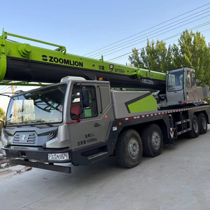 Used Sany QY50 50 Ton Truck Mounted <b>Crane</b> With Green Boom And Red White Stripes For Heavy Lifting Operations - Product Image 5