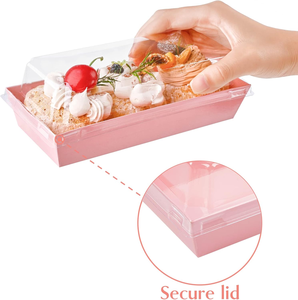 Caja de Embalaje para Charcutería al por Mayor con Ventana, Caja Rosa para Tiramisú, <span class=keywords><strong>Donuts</strong></span>, Postres, Mousse y Pasteles con Tapa Transparente, Caja para Entrega de Pasteles - Product Image 3