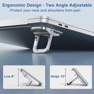 Adhesive Laptop Stand – Foldable <b>Mini</b> Portable <b>Notebook</b> Riser, 2-Level Angle Adjustable – Self-Adhesive, Invisible, No Screws - Product Image 6