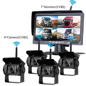 AHD数字无线摄像机安全系统倒车辅助7英寸Dvr四屏720p高清夜视倒车记录仪