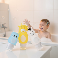 Nouvelles mini-bouteilles de voyage en silicone rechargeables de 50 ml et 60 ml, en forme d'animaux, avec bouchon à vis, mignonnes et portables, pour enfants
