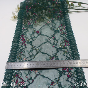 23CM Vert Nylon Spandex Fantaisie Dentelle Jacquard Élastique Stretch Dentelle Garniture Colorée Petite <span class=keywords><strong>Fleur</strong></span> Dentelle pour Couture Vêtements - Product Image 2