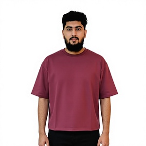 Camiseta de Cuello Redondo para Hombre, Talla Grande, Color Sólido, Manga Corta, Informal, Lisa, Teñida, de Algodón Jersey, Corte Regular, Estilo Cuello Redondo - Product Image 1