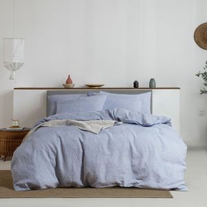 100% Set di biancheria da letto in puro lino francese 4 pezzi <span class=keywords><strong>copripiumino</strong></span> con tasca a forma di Deetp 2 federe - Product Image 4