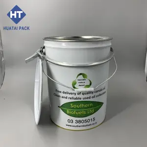 Open Top 20 Liter Metal Paint Bucket 20liter Steel Paint Tin Pail For Oil Based Ink With Lever Locking Ring