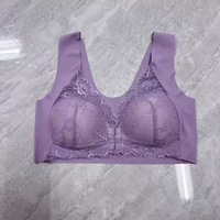 Soutien-gorge push-up grande taille pour femme, à fermeture frontale en dentelle, style fin, bonnet complet, sans armatures, en polyester, pour le commerce transfrontalier