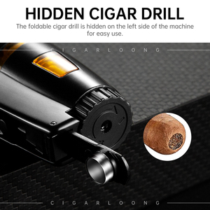 Nuevo encendedor de antorcha de gas butano con encendedor de cigarros de aleación de Metal de llama a prueba de viento con soporte y caja de regalo - Product Image 4