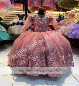 Nuevo Vestido de Niña de las Flores, Vestido de Princesa con Apliques de Perlas, Ropa <span class=keywords><strong>para</strong></span> Niñas <span class=keywords><strong>para</strong></span> <span class=keywords><strong>Primera</strong></span> <span class=keywords><strong>Comunión</strong></span>, Cumpleaños, Vestido de Fiesta - Product Image 1