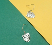 Anting Perak Sterling EZ112 925 Desain Daun Segar dan Sederhana Gaya Wanita Anting Kait Daun Elegan