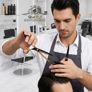 Tijeras de peluquería de alta calidad de 6.0 pulgadas, negras y azules, ligeras, kit de corte de pelo profesional para peluquería. - Product Image 3