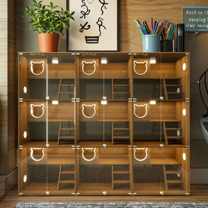 Villa Kucing Mewah Terbaru, Kandang Kucing Indoor Kayu Solid Besar dengan Roda, Furnitur Hewan Peliharaan Multifungsi untuk Kucing Indoor - Product Image 4