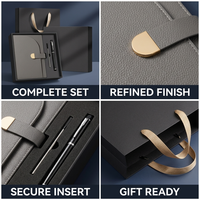 Ensemble cadeau d'entreprise de luxe avec logo personnalisé, carnet en cuir PU, stylo à bille en métal, papeterie de direction, boîte et sac