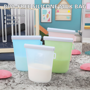 Bolsa de silicona reutilizable sin BPA personalizada con patrón impreso, almacenamiento de alimentos para bebés para leche materna, 0-12 meses - Product Image 2