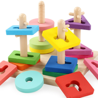 Jeu de construction en bois Montessori, blocs géométriques à empiler et à trier, jeu de société éducatif pour l'apprentissage précoce, certifié sécurité, unisexe