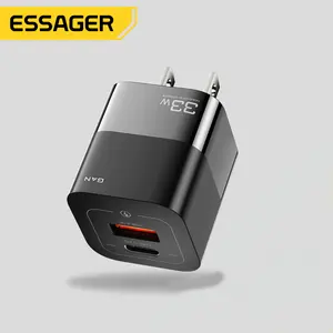 Essager 2022 Square Brick Universal Pd 33W Usb-c Adaptor Daya Bata 5V US Plug 30W Pengisi Daya Cepat