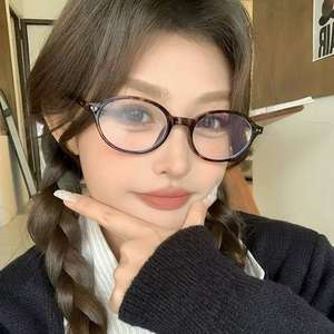 2025 Retro Oval Blue Light <strong>Glasses</strong> for Men Women <strong>Korean</strong> Style Plain Frame for Women's Eyeglasses Frame Women - Product Image 5