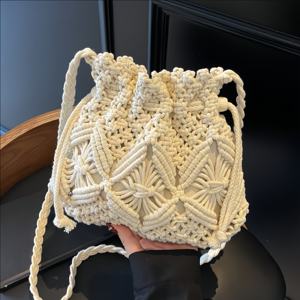 Bolso de Verano para Mujer, Tejido a Crochet, de Algodón, Estilo Macramé, Hecho a Mano, para Playa - Product Image 1