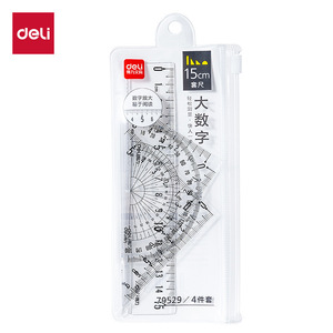 Deli Student Ruler Set 15cm 4 Piece With Protractor And Set Square For School Use - Product Image 1