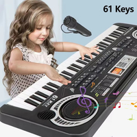 Wholesale Large-sized 61 Key Black Digital Music Electronic Keyboard, Electronic Piano with Microphone