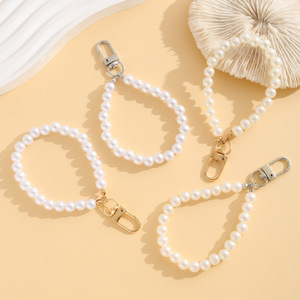 Llavero con colgante de cadena de perlas de imitación Aishang para decoración de bolsos y fundas de teléfono, cuentas redondas hechas a mano, resorte metálico 2025 - Product Image 3
