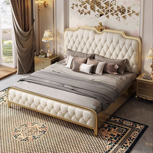 Cama de Madera Maciza con Acabado en Cuero de Estilo Americano, Cama Doble de Estilo Europeo, Juego de Muebles para Recámara Principal - Product Image 2