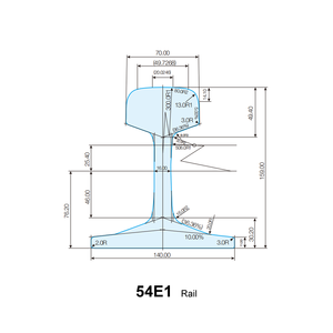 Rail <span class=keywords><strong>de</strong></span> voie ferrée en acier 50E1 54E1 60E1 60E2, rail lourd à fond plat, vigneuse <span class=keywords><strong>de</strong></span> voie ferrée, norme européenne EN 13674 - Product Image 2
